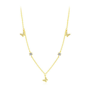 Pave CZ Butterfly Star Station Chain Necklace - Perimade & Co.