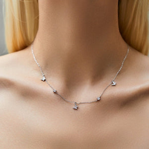 Pave CZ Butterfly Star Station Chain Necklace - Perimade & Co.