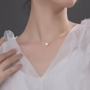 Pave CZ Double Heart Box Chain Necklace - Perimade & Co.