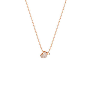 Pave CZ Double Heart Box Chain Necklace - Perimade & Co.