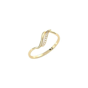 Pave CZ Half Wave Curved Chevron Band Ring - Perimade & Co.