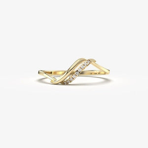 Pave CZ Half Wave Curved Chevron Band Ring - Perimade & Co.