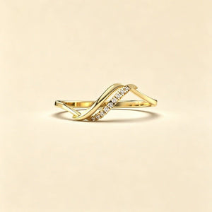 Pave CZ Half Wave Curved Chevron Band Ring - Perimade & Co.