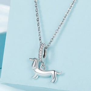 Pave CZ Loop Dachshund Pendant Necklace - Perimade & Co.