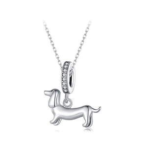 Pave CZ Loop Dachshund Pendant Necklace - Perimade & Co.