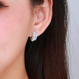 Pave CZ Pearl Turquoise Open Hoop Earrings - Perimade & Co.