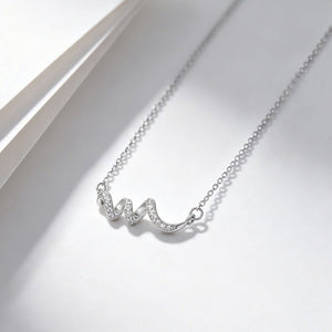 Pave CZ Twist Ribbon Wave Pendant Necklace - Perimade & Co.