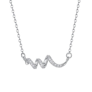 Pave CZ Twist Ribbon Wave Pendant Necklace - Perimade & Co.