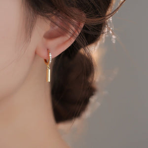 Pavé Huggie Crystal Vertical Bar Hoop Earrings - Perimade & Co.