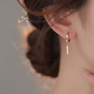 Pavé Huggie Crystal Vertical Bar Hoop Earrings - Perimade & Co.