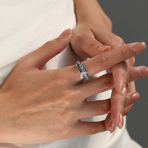 Pave Mermaid Tail Layered Blue CZ Band Ring - Perimade & Co.