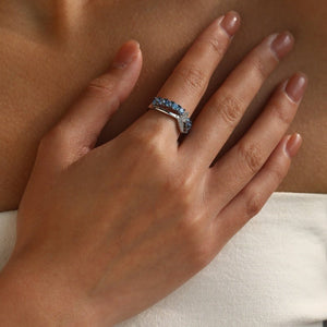 Pave Mermaid Tail Layered Blue CZ Band Ring - Perimade & Co.