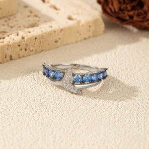 Pave Mermaid Tail Layered Blue CZ Band Ring - Perimade & Co.