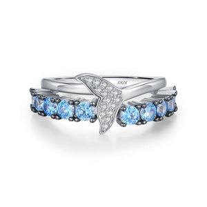 Pave Mermaid Tail Layered Blue CZ Band Ring - Perimade & Co.
