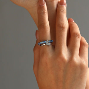 Pave Mermaid Tail Layered Blue CZ Band Ring - Perimade & Co.