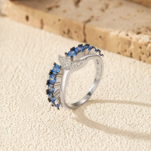 Pave Mermaid Tail Layered Blue CZ Band Ring - Perimade & Co.