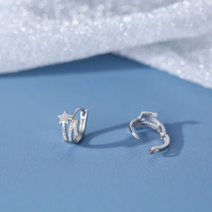 Pave Shooting Star Split Huggie Hoop Earrings - Perimade & Co.