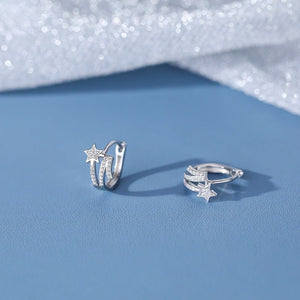 Pave Shooting Star Split Huggie Hoop Earrings - Perimade & Co.