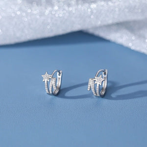 Pave Shooting Star Split Huggie Hoop Earrings - Perimade & Co.