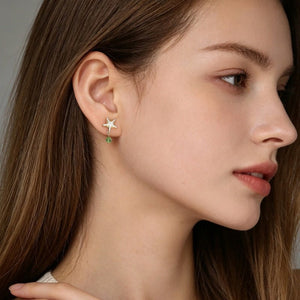 Pave Starfish Green Crystal Drop Stud Earrings - Perimade & Co.