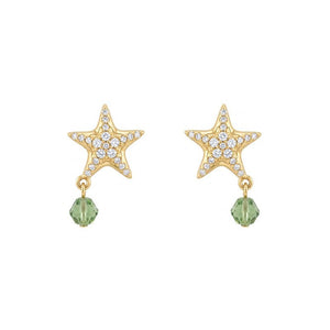 Pave Starfish Green Crystal Drop Stud Earrings - Perimade & Co.