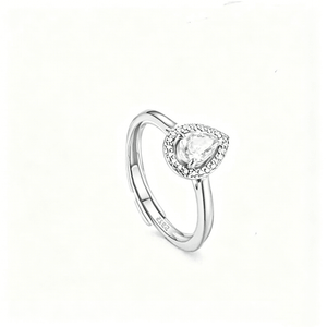 Pear-Cut Aquamarine Teardrop Halo Band Ring - Perimade & Co.