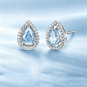 Pear-Cut Aquamarine Teardrop Stud Earrings - Perimade & Co.