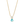 Gold necklace with a teardrop-shaped blue gemstone and clear stone on a white background