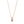 Gold necklace with a pink teardrop pendant on a white background