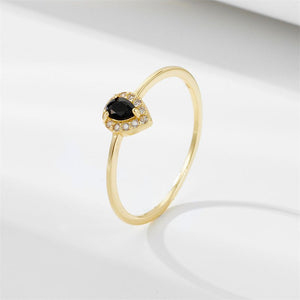 Pear - Cut Black CZ Halo Stacking Band Ring - Perimade & Co.