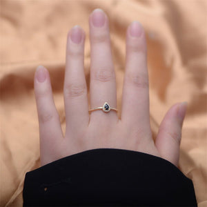 Pear - Cut Black CZ Halo Stacking Band Ring - Perimade & Co.