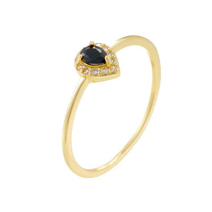 Pear - Cut Black CZ Halo Stacking Band Ring - Perimade & Co.