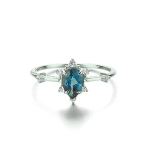 Pear-Cut Blue Sea Turtle CZ Beach Crown Ring - Perimade & Co.