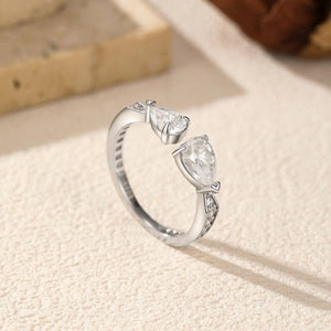 Pear Cut Moissanite Pave Stacking Open Ring - Perimade & Co.