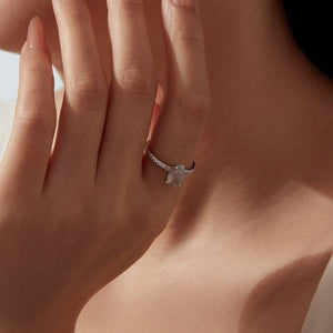 Pear Labradorite Half Pave Accent Band Ring - Perimade & Co.
