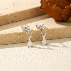 Pear Moissanite Paperclip Drop Stud Earrings - Perimade & Co.