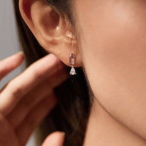 Pear Moissanite Paperclip Drop Stud Earrings - Perimade & Co.