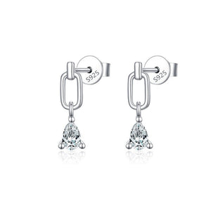 Pear Moissanite Paperclip Drop Stud Earrings - Perimade & Co.