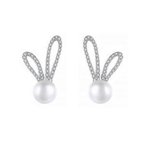 Pearl Bunny Rabbit Wedding Stud Earrings - Perimade & Co.