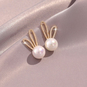 Pearl Bunny Rabbit Wedding Stud Earrings - Perimade & Co.
