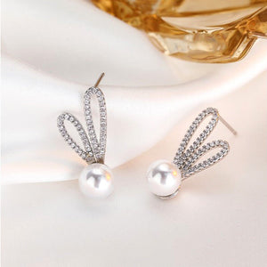 Pearl Bunny Rabbit Wedding Stud Earrings - Perimade & Co.
