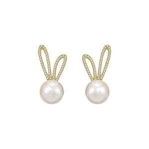 Pearl Bunny Rabbit Wedding Stud Earrings - Perimade & Co.