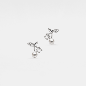 Pearl Cherry Fruit Wedding Stud Earrings - Perimade & Co.