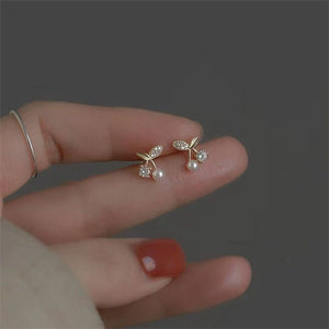 Pearl Cherry Fruit Wedding Stud Earrings - Perimade & Co.