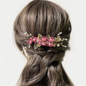 Pearl Flower Leaf Bridal Wedding Comb Hairpin - Perimade & Co.