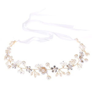 Pearl Flower Leaf Bridal Wedding Headband - Perimade & Co.