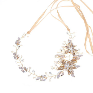 Pearl Flower Leaf Bridal Wedding Headband - Perimade & Co.