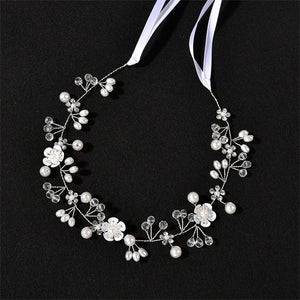 Pearl Flower Leaf Bridal Wedding Headband - Perimade & Co.