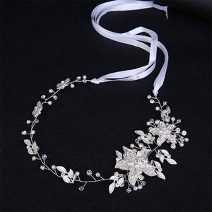 Pearl Flower Leaf Bridal Wedding Headband - Perimade & Co.