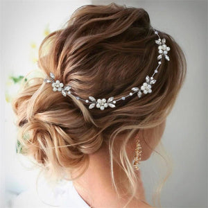 Pearl Flower Leaf Bridal Wedding Headband - Perimade & Co.
